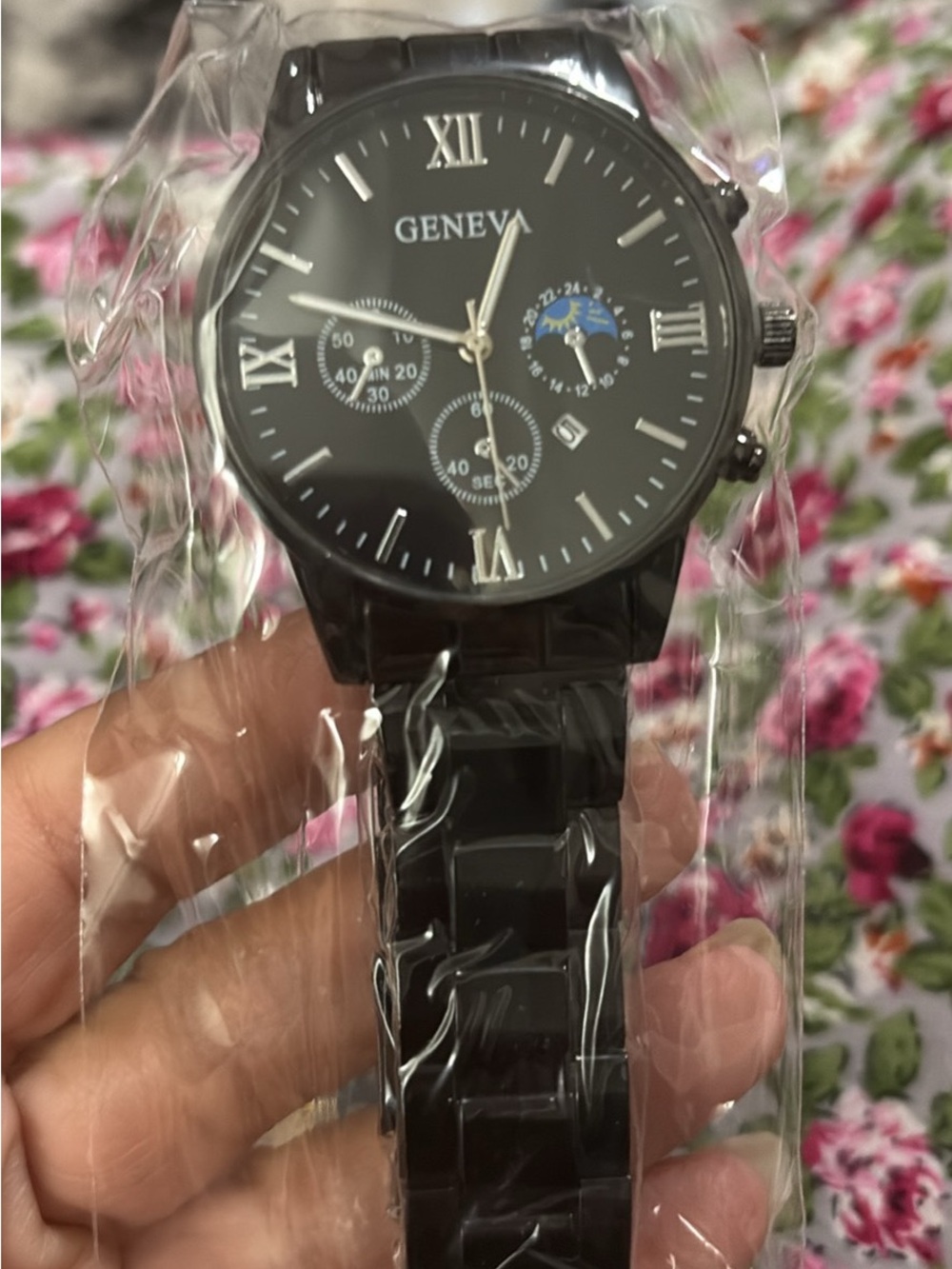 Geneva Black Stainless-Style Men's Dress Watch